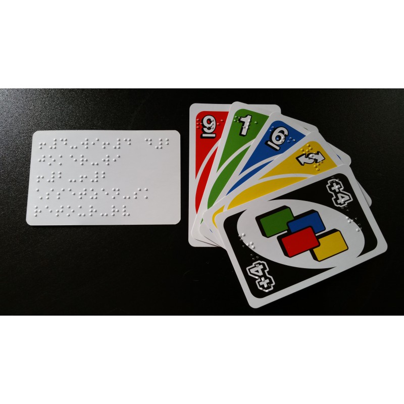© 1. Auflage, Juni 2020, Mattel Inc.
"UNO-classic Braille-Version" © 1. Auflage, Juni 2020, Mattel Inc.
"UNO-classic Braille-Version"