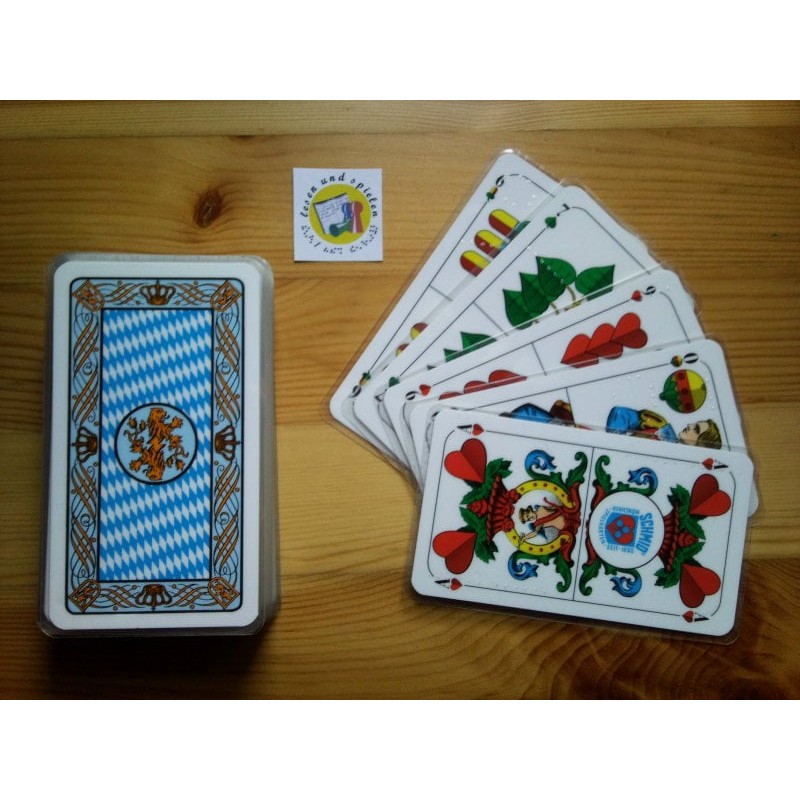 Ein Bild von dem Kartenspiel  Tarok / Scharfskopf  mit bayrischem Blatt